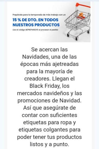 -15% de Descuento en Etiquetas para la Ropa.