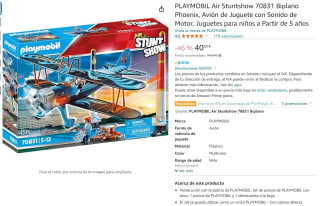 Set Playmobil Air Stuntshow 70831 Biplano Phoenix, Avión de Juguete con Sonido de Motor por 40,59€