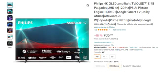 TV Philips 48OLED718 48" OLED UltraHD 4K HDR10+ por 705€