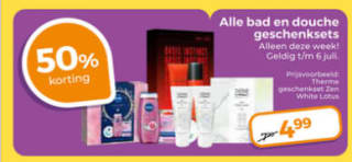 Alle bad & douche geschenksets 50% korting bij Trekpleister