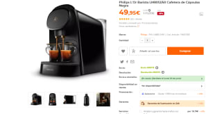 Marca Philips L'Or Barista LM8012/60 Cafetera de Cápsulas Negra por 49,95€