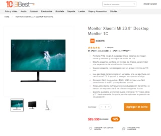 Monitor Xiaomi Mi 23.8’’ 1C por $89.990