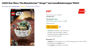 LEGO Star Wars 75403 Grogu met zweefkinderwagen voor €64,99 bij Bol
