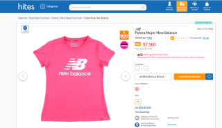 Polera New Balance rosada para mujer por $7.500