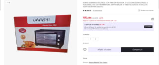 Horno sobremesa 30l. kawashy por 44,39€ (32,39€ usuario nuevo)
