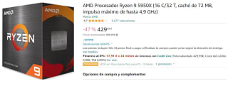 Procesador AMD Ryzen 9 5950X por 429.99€
