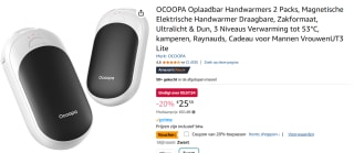 OCOOPA Oplaadbare Handwarmers 2 Pack voor €19,19 bij Amazon