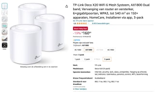 TP-Link Deco X20 - 3 units - voor 160,99 euro