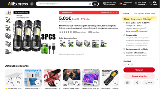 Mini linterna COB + XPE recargable por USB por 5,01€