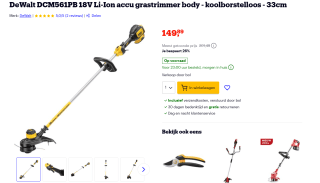 DeWALT DCM561PB 18V Li-Ion accu grastrimmer body - koolborstelloos - 33cm voor €149,89 bij Bol