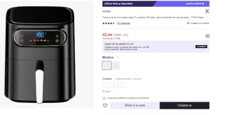 Freidora aire sin aceite digital 7L pantalla LED táctil, cesta antiadherente por 42.49€ (Cuenta Nueva 30.49€)