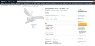 Ventilador de Teto da Ventisol, modelo Sunny 3 Pás e 3 Velocidades - R$ 193,92