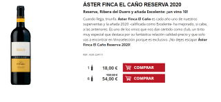 6 Botellas de Áster Finca El Caño Reserva 2020 por 44€