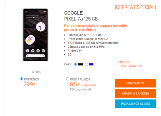 Google Pixel 7a 8GB/128GB por 299€