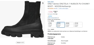 ONLY SHOES Enkellaarsjes met plateauzool voor €16,49 bij Amazon