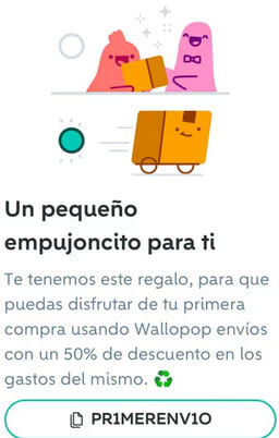 Código 50% Descuento Gastos de envío en primera compra de Wallapop