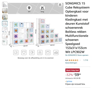 SONGMICS 15 Cube /opbergkast voor 39,64 euro