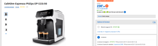 Cafetière Expresso Philips EP1223/00 à 230,34€