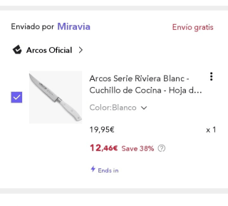Arcos Serie Riviera Blanc - Cuchillo de Cocina por 12,46€.