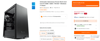 Ordenador Sobremesa PcCom Work Intel Core i5-12400 / 32GB / 1TB SSD + Windows 11 Home por 589€