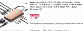 Orico USB-hub dockingstation, 12-in-1 RGB USB C-adapter voor €25,99 bij Amazon
