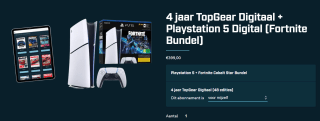 4 jaar TopGear Digitaal + Playstation 5 Digital (Fortnite Bundel) voor €399 bij Topgear