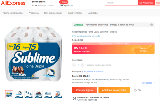 Papel Higiênico de Folha Dupla da Sublime com 16 Rolos - R$ 14,60
