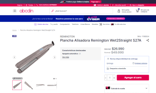 Plancha alisadora Remington Wet2Straight S27A por $26.990