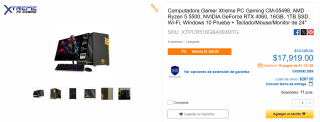 PC Gamer Xtreme CM-05498 Ryzen 5500 RTX 4060 en $17,919 | CyberPuerta