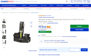 Aparador de Pelos da Mondial, modelo Super Groom 6 em 1 - R$ 89,90