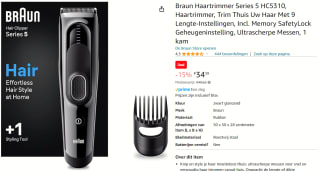 Braun HC5310 - Baard en haar trimmer voor €34,39 bij Amazon