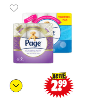 Page toiletpapier Pak 9 of 12 rollen voor €2,99 bij Dirk