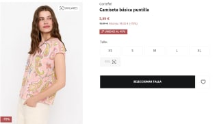 2 Camisetas básica de puntilla para Mujer Cortefiel por 9.58€