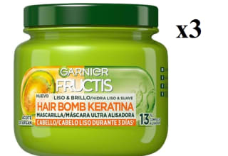 3 Botes de Garnier Fructis Mascarilla Capilar Liso & Brillo, 320ml por 8.79€