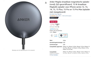 Anker MagGo 15 W draadloze MagSafe-oplader voor iPhone-series voor €18,99 bij Amazon