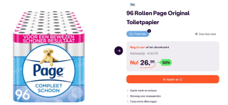 Page toiletpapier - 96 rollen - Compleet Schoon wc papier - voordeelverpakking voor €26,95 bij Ibood