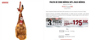 3 Paletas de cebo ibérica 50% raza ibérica por 125.55 €