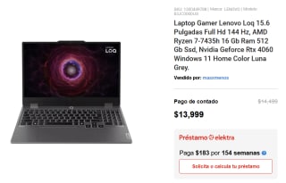 Lenovo Loq 15.6" Ryzen 7-7435H RTX 4060 por $13,999 | Descuento Elektra