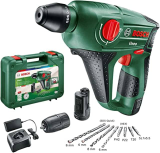 Martillo perforador a batería Uneo, 12 V, 2 baterías + Maletin y Acessorios por 119.99€