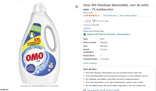 Omo vloeibaar wasmiddel wit XXL 75 wasbeurten voor €7,19 bij Amazon