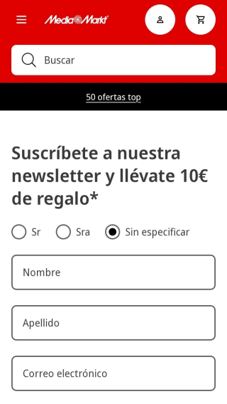 Llévate 10€ de Regalo sólo por suscribirte a la Newsletter de Mediamarkt.