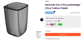 aeris Health aair 3-in-1 Pro 70 m² 230 W Luchtreiniger voor €69,95 bij Ibood