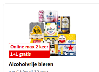 1+1 gratis op diverse alcoholvrije bieren bij de Jumbo