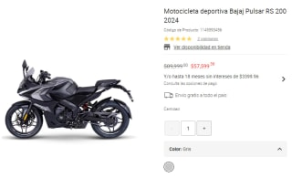 Motocicleta Bajaj Pulsar RS 200 2024 por $57,599 en Liverpool