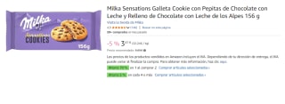 4 Paquetes de Galletas rellenas de chocolate con pepitas de chocolate Sensations MILKA 156 g. por 8.33€