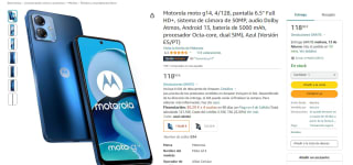 Motorola Moto G14, 4/128 Azul por 118€
