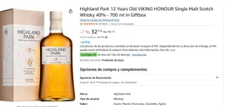 Highland Park 12años VIKING HONOUR Single Malt Scotch Whisky 40% - 700 ml in Giftbox por 32,75€