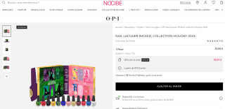 Calendrier avent 12 cases OPI x WICKED à 38,50€