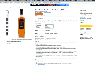 Botella Santa Teresa Ron Oscuro Gran Reserva 700ml por solo 17,79€