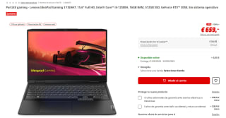 Portátil gaming Lenovo IdeaPad Gaming 3 15IAH7 con Intel Core i5-12500H de 16GB/512GB SSD por 659€